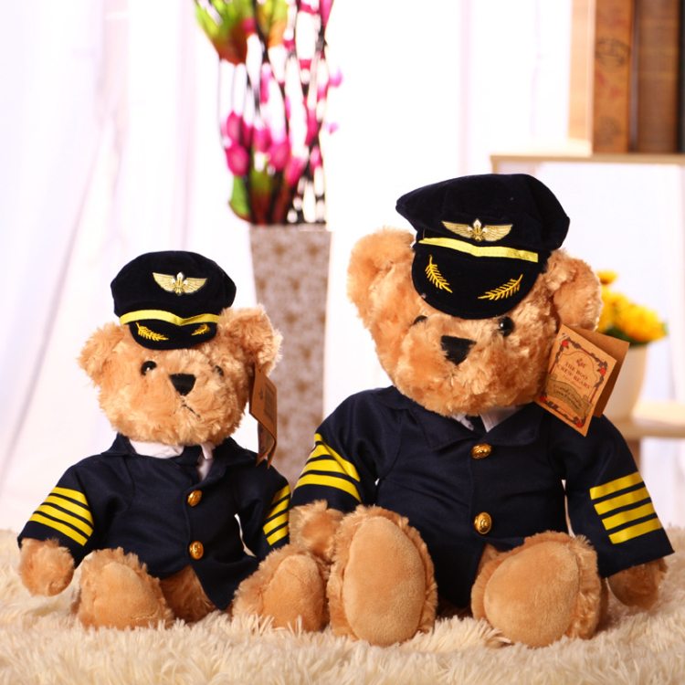 Ours en peluche capitaine hôtesse des compagnies aériennes