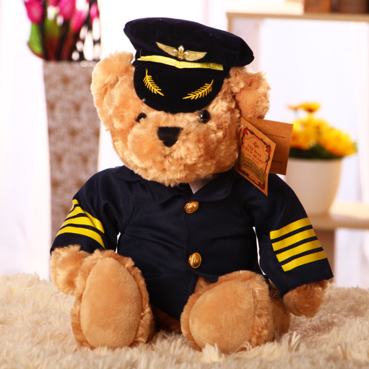 Ours en peluche capitaine hôtesse des compagnies aériennes