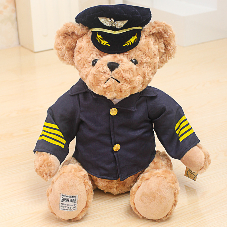 Ours en peluche capitaine hôtesse des compagnies aériennes